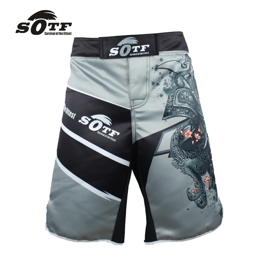 MMA Men's Japanese Samurai Gray Sports Fitness Boxer Shorts Cheap Pretorian Boxing Shorts Short Taekwondo Muay Thai Clothing mma shorts