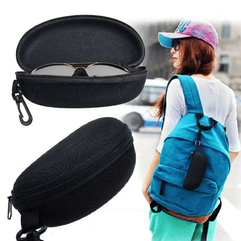 Black Useful Zipper Hard Eye Glass Case Box Sunglass Protector Travel