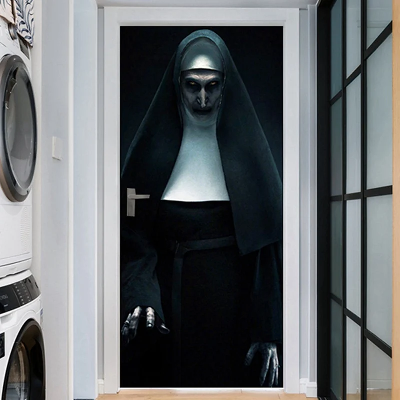 2 шт./компл. Хэллоуин дверь стикер s креативный призрак Nuns Смешные двери стикер s Наклейка на стекло, окно ванная комната обои 77x200cm