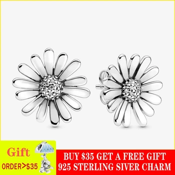 

2020 New Series 925 Sterling Silver Pave Flower Statement Stud Earrings for Women Unique Design Jewelry Anniversary