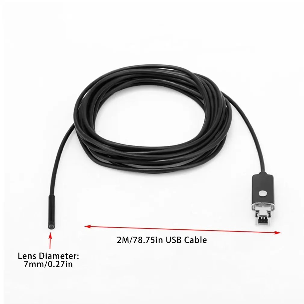 2 м Длина 7 мм объектив USB инспекции Камера Водонепроницаемый 6 светодиодов мини