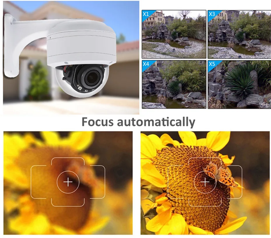 Hikvision совместимый Anpviz 5MP POE IP Камера PTZ 5X масштабирования Встроенный микрофон