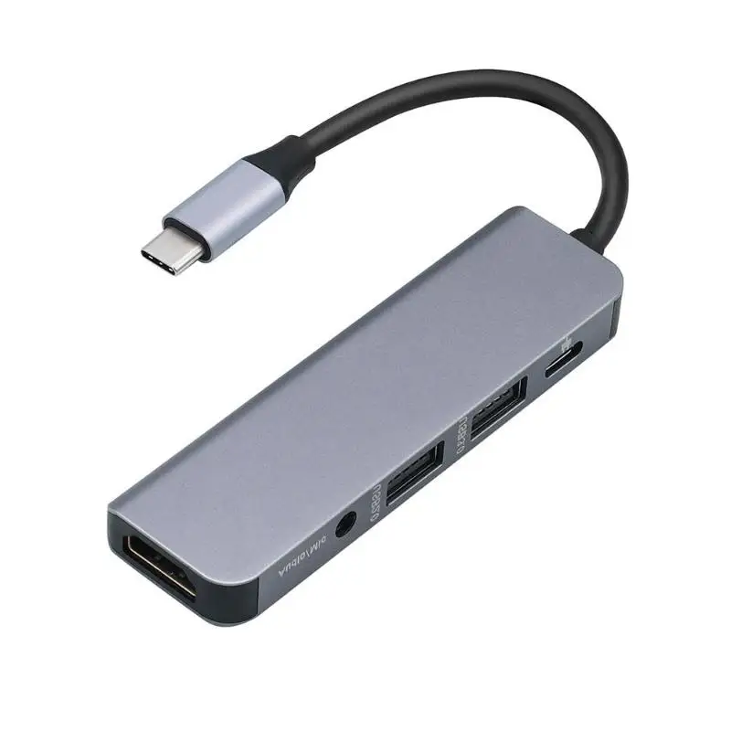 Аудио USB-C станция адаптер умелое производство Превосходное качество 5 в 1 type-C концентратор USB-C к HDMI USB3.0 USB 2,0 3,5 мм