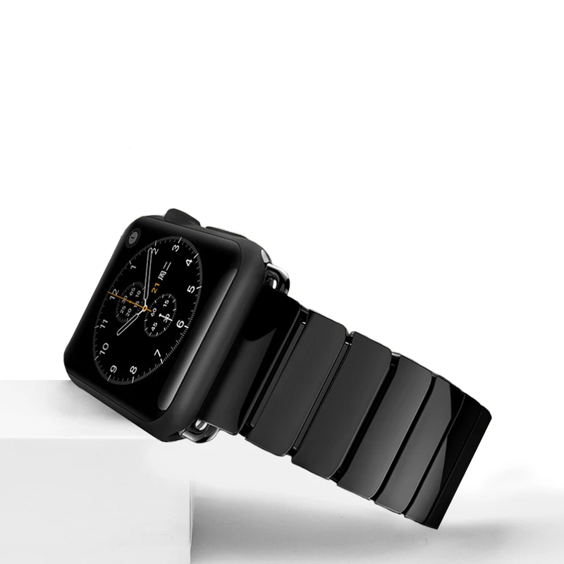 Ремешок керамический для Apple Watch band 42 мм 44 38 40 Series 1 2 3 4 5 браслет с пряжкой бабочкой