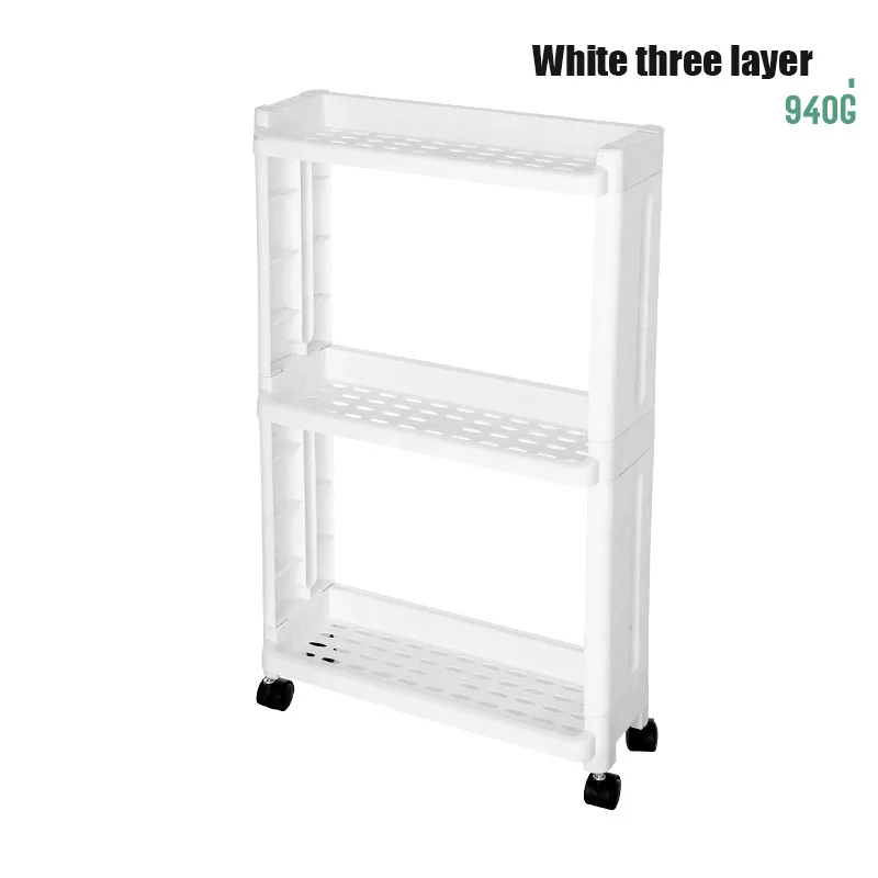 White three-layer pulley Шов шкафчик Экономия пространства кухня небольшой стеллаж для хранения Съемный шкив - Цвет: White three-layer pulley