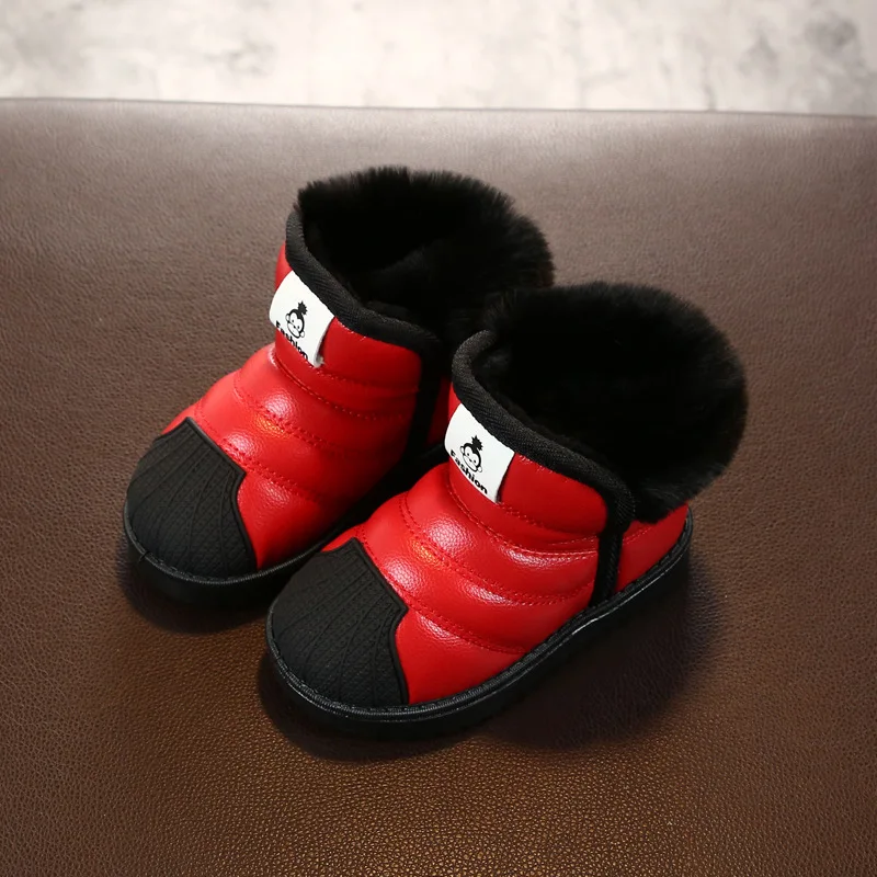 Детские ботинки; зимние ботинки для мальчиков и девочек; Водонепроницаемая зимняя теплая обувь; модные ботинки для малышей; ботильоны для детей; zapatos - Цвет: Красный