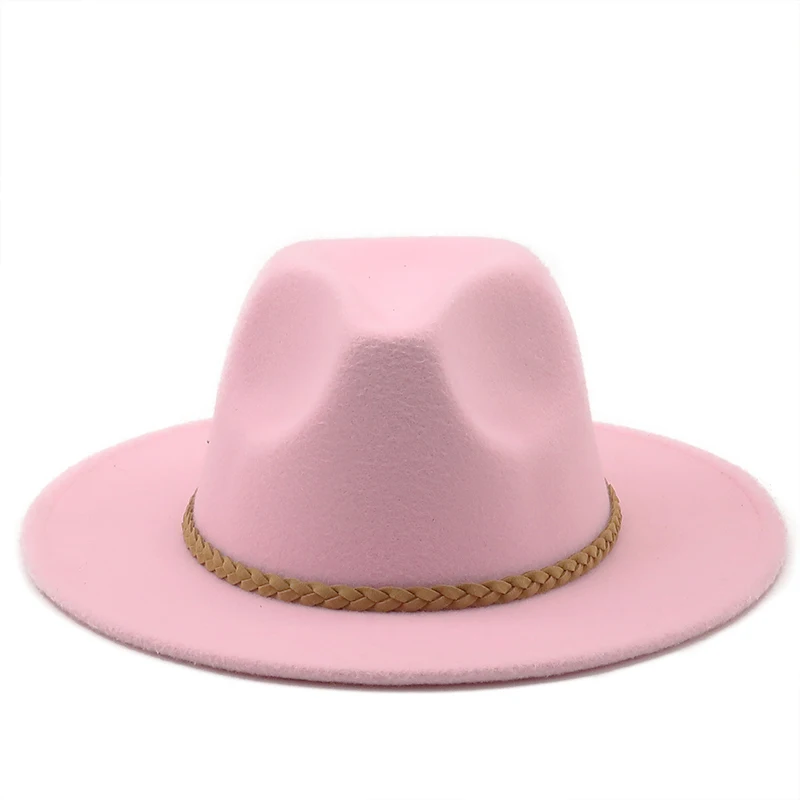 Frauen Männer Wolle Fedora Hut Mit Wildleder Band Gentleman Elegante Dame Winter Herbst Breite Krempe Jazz Kirche Panama Sombrero Kappe – Detail 4