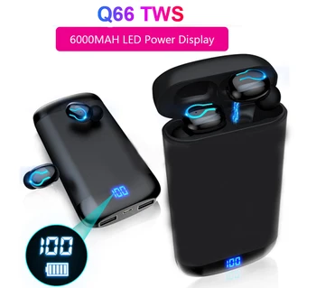 

Q66 Wireless V5.0 Bluetooth Earphone HD Stereo Headphone Sports Waterproof Headset With Dual Mic and 6000mAh Battery Charge Case