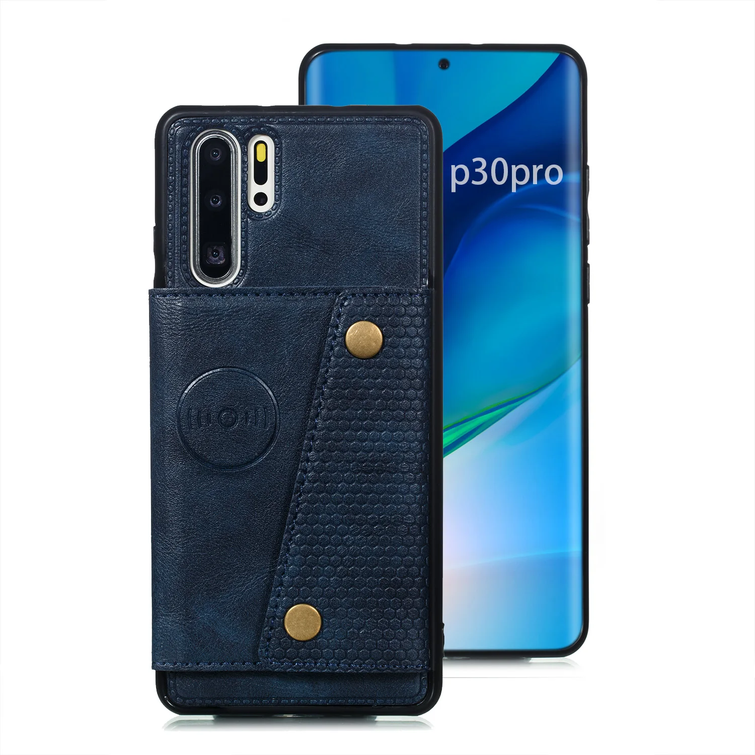 Синий Fundas Hawei P30 Pro, держатель для карт, кошелек, чехол для huawei P30 Pro mate 20 P20 Lite, кожаный карман для карт, задняя крышка, P30lite Coque - Цвет: Синий