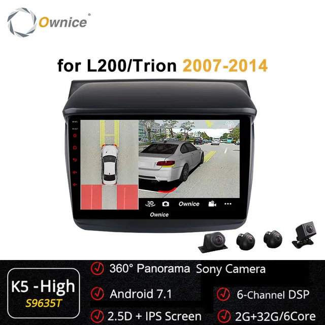 Owice " Android 9,0 автомобильный аудио carplay dvd gps плеер Navi 8 ядерный DSP 360 панорама оптическая для MITSUBISHI L200 Trion 2007 - Цвет: K5-High
