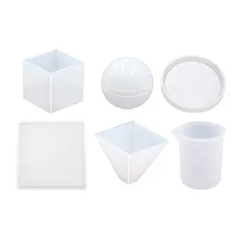 

Silicone Resin Molds 5Pcs Resin Casting Molds Including Sphere, Cube, Pyramid, S D08F