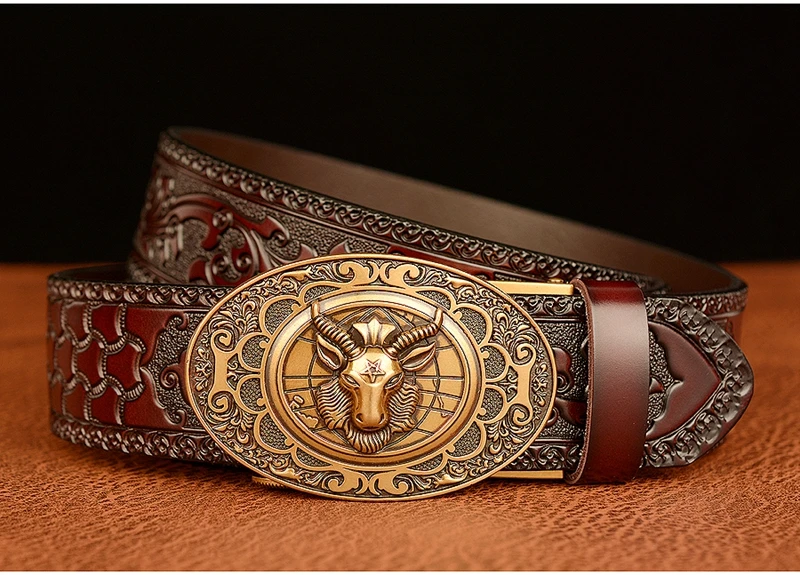 Classical Designer Sheep Head Bucke Belt Genuine Leather Belt for Men mens designer belts