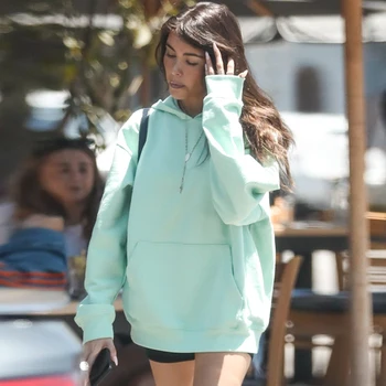 

Winter Outfits Hoodies Women Pullovers Full Sleeve Pockets Green Loose Sweatshirt Women Streetwear Hoddies Tops Womens Clothing