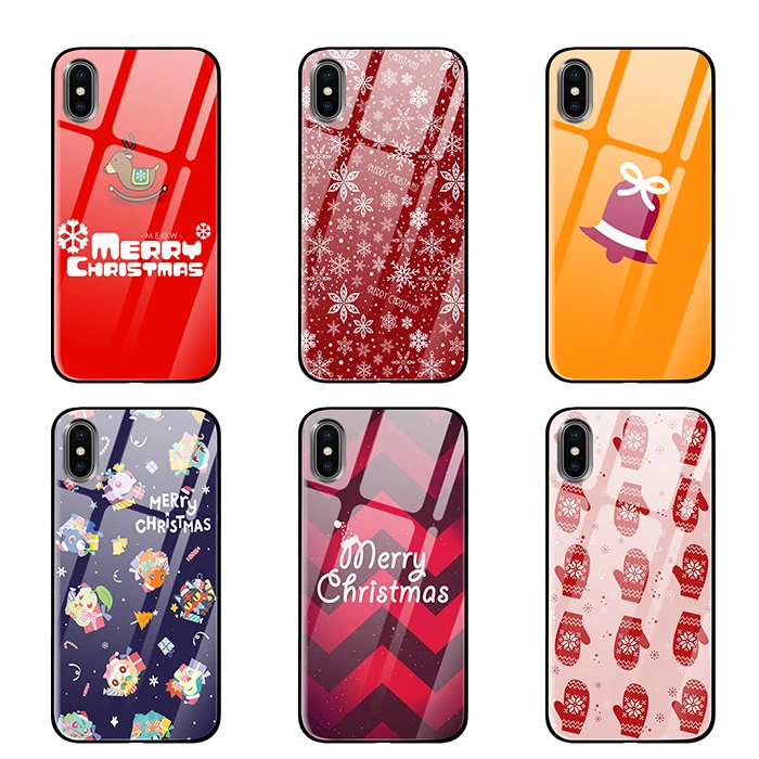 Красочный Рождественский роскошный чехол из закаленного стекла для iPhone 5 5S 6 6s 7 8 Plus X XS XR 11 Pro Max