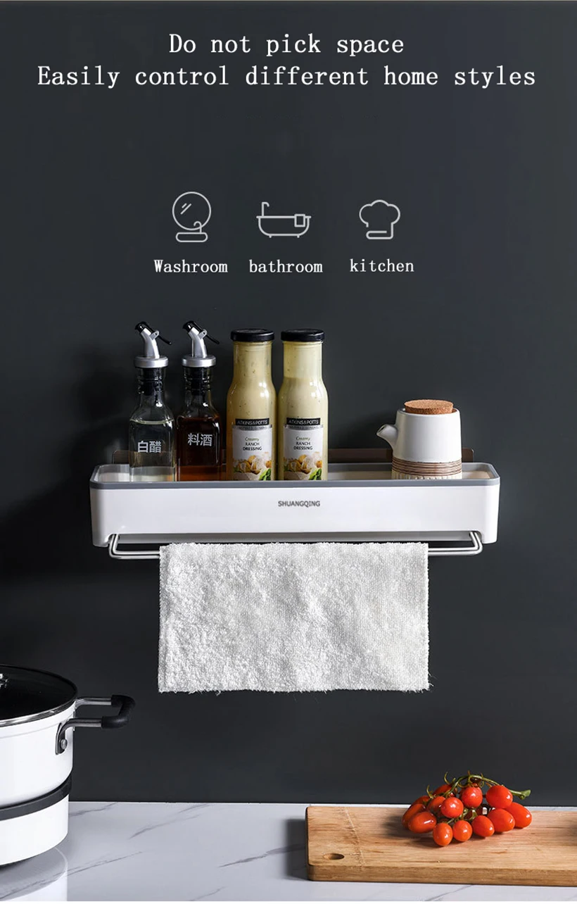 New Simple Style Bathroom Organizer Towel Rag Storage Rack Bathroom Accessories Multifunctional Hook Bathtub Tray Makeup Room