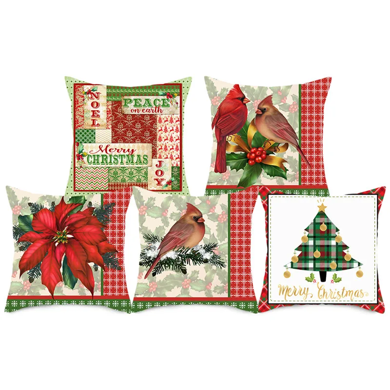 Fuwatacchi Merry Christmas наволочки красная птица цветок пледы наволочка для дома диванные декоративные подушки