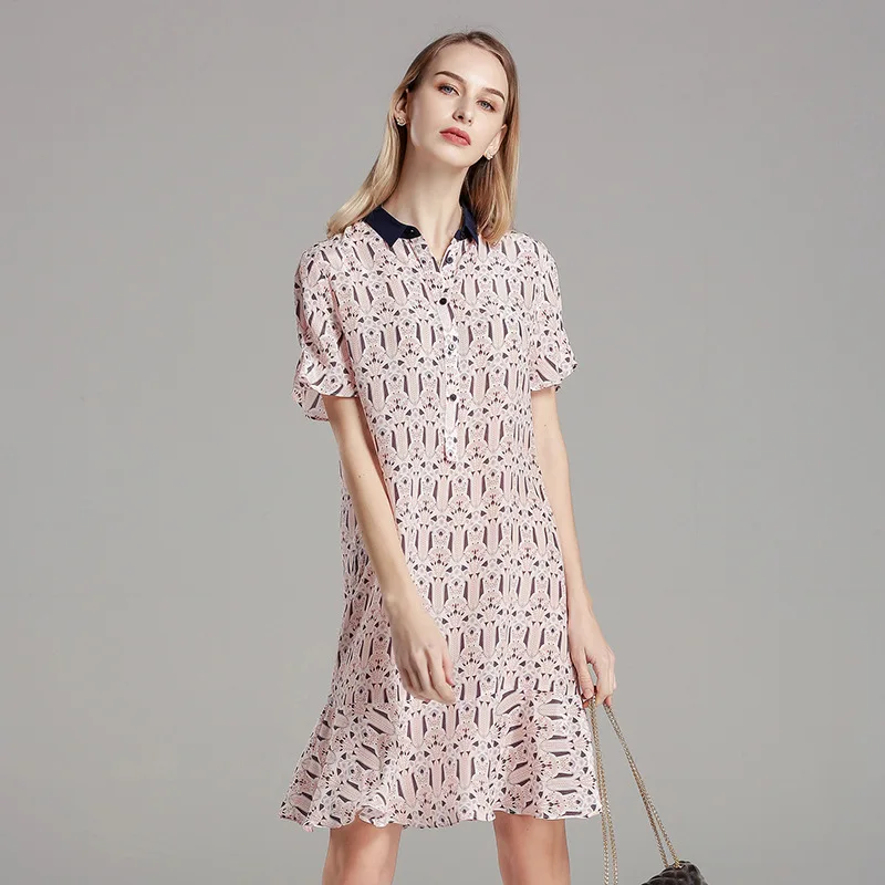 2019 Zomer Nieuwe Stijl DAMES Jurk Trui Gedrukt Zijden Jurk Moerbei Zijde Mid-lengte Rok een Generatie van Vet 2019 Zomer Nieuwe Stijl DAMES Jurk Trui Gedrukt Zijden Jurk Moerbei Zijde Mid-lengte Rok een Generatie van Vet