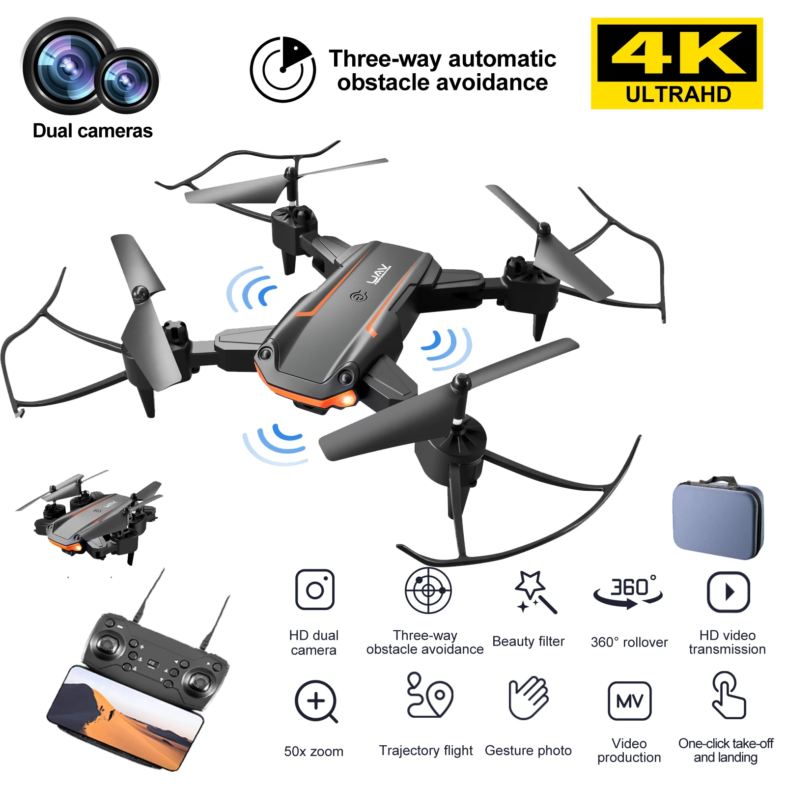 Мини-Квадрокоптер KY603 4K HD Wi-Fi FPV квадрокоптер с камерой дрон профессиональный