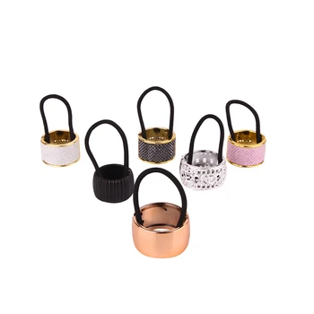 

6 piece / lot retro round hair ring ponytail fixer for women imitation metal ponytail punk elastic hair band hair accessory