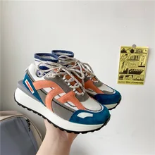 

Luxury Brand Fashion Sneakers Woman 2022 New Platform Shoes Faux Suede Skateboard Lace-up Lady Shoes Women Chunky Sneakers