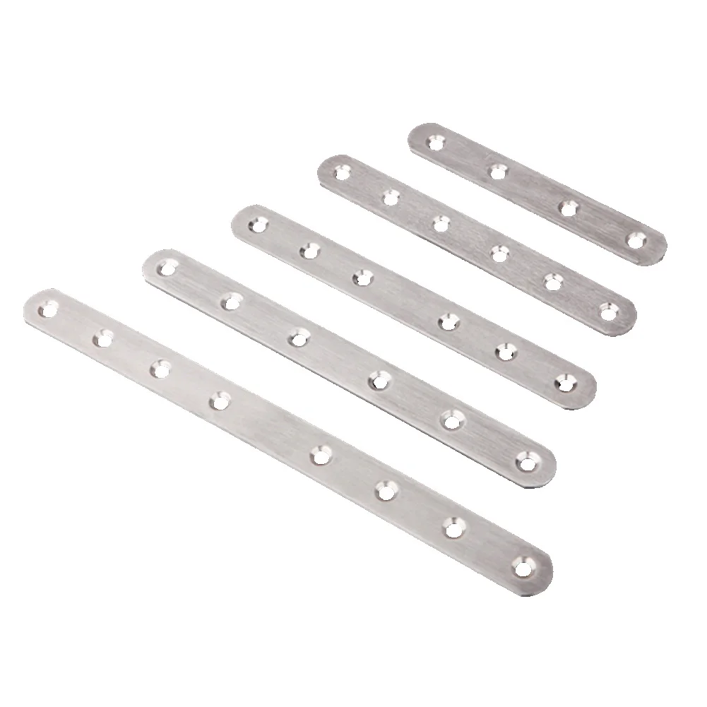 10 Pcs Stainless Steel Flat Straight Brace Brackets Mending Repair Plates Fixing Connector SNO88 stainless steel angle bracket furniture hardware angle bracket angled furniture hardware angle connector