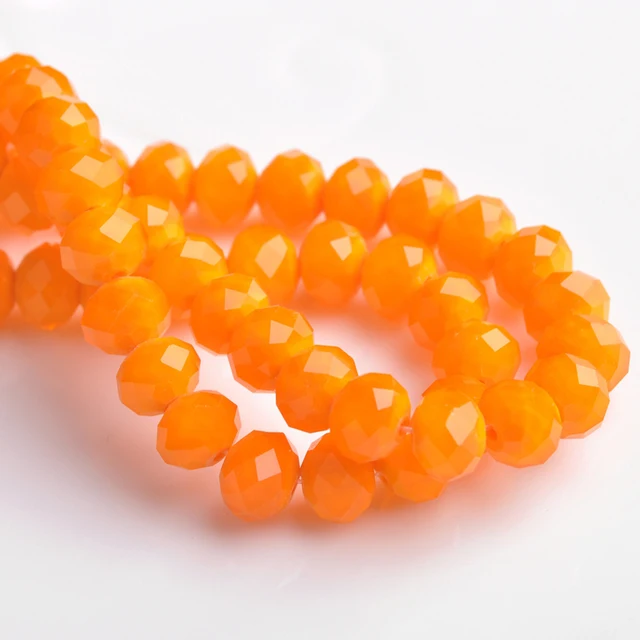 Rondelle Faceted Czech Crystal Glass Solid Color 3x2mm 4x3mm 6x4mm 8x6mm 10x7mm 12x8mm Loose Spacer Beads for Jewelry Making DIY 65 Porcelain Orange