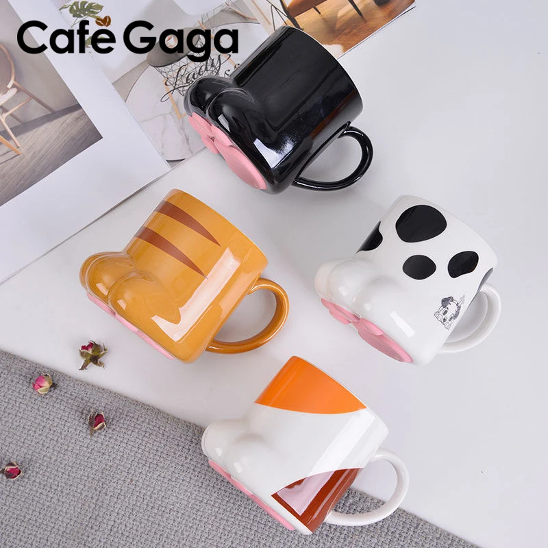 Simpatico Gatto Paw Mug Tazza Da Caffè Cartoon 3D Cat Claw Bicchieri In Ceramica Con Coperchio Latte Colazione Tazza Di Farina D'Avena Regali Di Natal