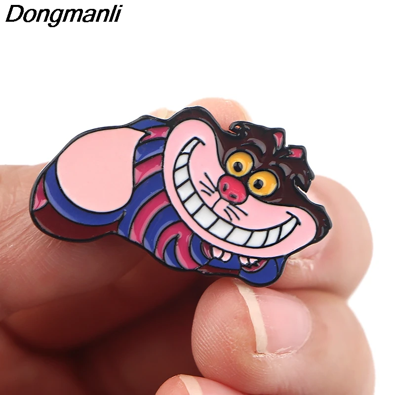 P4199 Dongmanli Чеширский кот эмалированные булавки и броши для женщин модные нагрудные булавки рюкзак сумки значок подарки