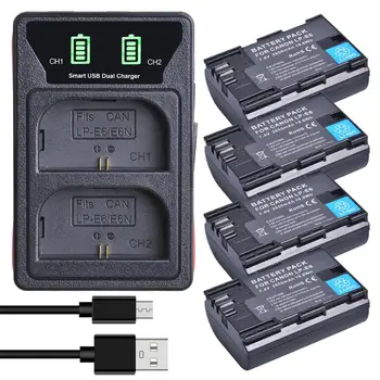 

LP-E6 LP E6 LPE6 camera Battery + LED Dual USB Charger with type-C port for Canon EOS 5DS R 5D Mark II 5D Mark III 6D 7D 80D