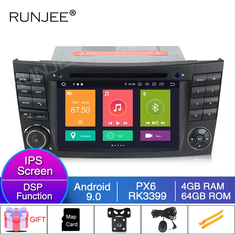 

RUNJEE 2 din IPS DSP RK3399 Car Multimedia-player For Mercedes/Benz/E-Class/W211/E300/CLK/W209/CLS/W219 DAB Video output