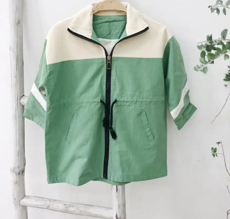 green Корейский стиль; модный длинный плащ в стиле пэчворк для девочек; хлопковые длинные куртки на шнурке для мальчиков; детские пальто - Цвет: green