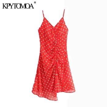 

Vintage Chic Polka Dot Irregular Midi Dress Women 2020 Fashion Backless Front Slit Spaghetti Strap Female Dresses Vestidos