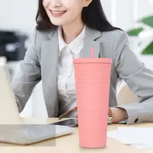 1PC Diamond Radiant Goddess Cup 710ml Summer Cold Water Cup Tumbler With Straw Double Layer Plastic Durian Coffee Mug No LOGO