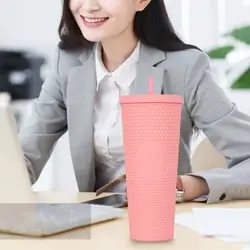 1PC Diamond Radiant Goddess Cup 710ml Summer Cold Water Cup Tumbler With Straw Double Layer Plastic Durian Coffee Mug No LOGO