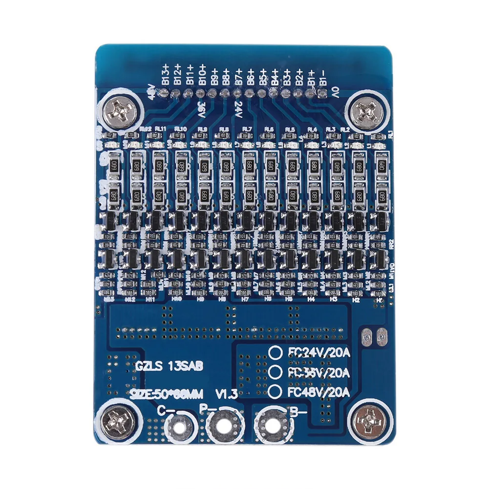 Плата защиты 13S 48V 20A Li-Ion Cell 18650 защита батареи BMS плата с функцией баланса панели защиты батареи