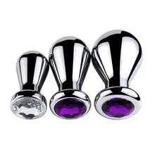 Metal Anal Plug Bulb Shape Strong Stimulate Anal With Crystal Jewelry Smooth Touch Butt Extender For Men Masturbation Sex Toy