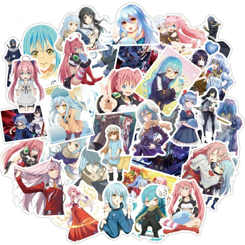 

50pcs Anime That Time I Got Reincarnated as a Slime Stickers Kawaii Waterproof Decals Skateboard Sticker For Laptop Bicycle Cars