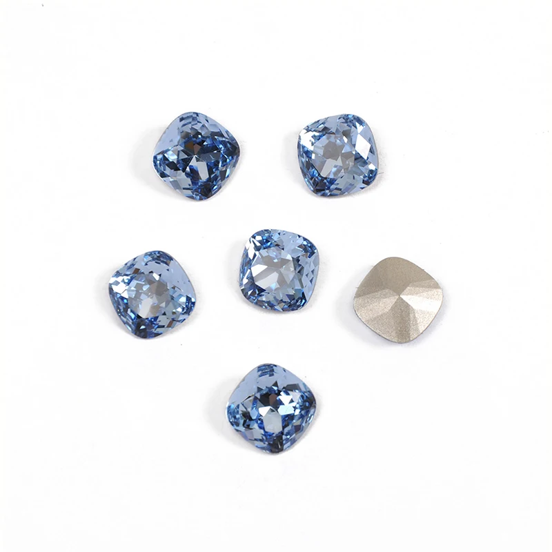 YANRUO 4470 All Sizes Light Sapphire Cushion Cut Strass Sewing Crystals Pointed Back Glass Rhinestones For Decoration