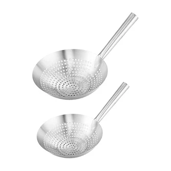 

Kitchen Stainless Steel Large Colander Filter with Handle Cold Shrimp Filter Fried Filter Surface