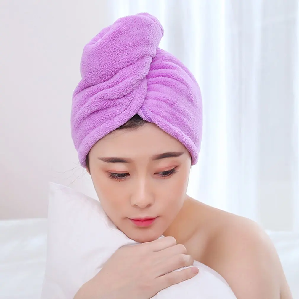 Soft Microfiber Solid Quickly Dry Hair Hat Hair Turban Women Girls Ladies Cap Bathing Drying Towel Head Wrap Hat