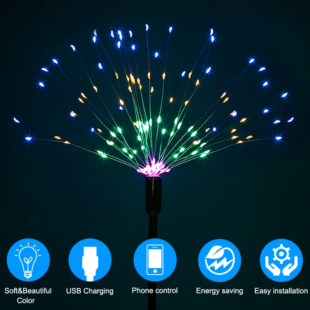 3X контроллер приложения Led Starburst свет фейерверк гирлянда свет ночник настольная декорационная лампа батарея USB перезаряжаемая
