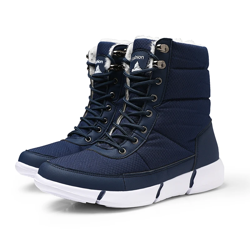 2019 г. Зимние мужские ботинки на меху теплые водонепроницаемые высокие топы