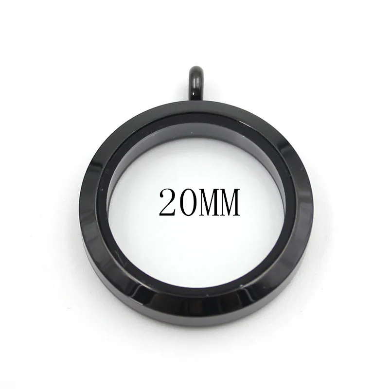 black 20mm Водонепроницаемый плавающий медальон из розового золота, нержавеющая сталь, простой витой винт, плавающий стеклянный медальон для ювелирных изделий DIY - Окраска металла: black 20mm