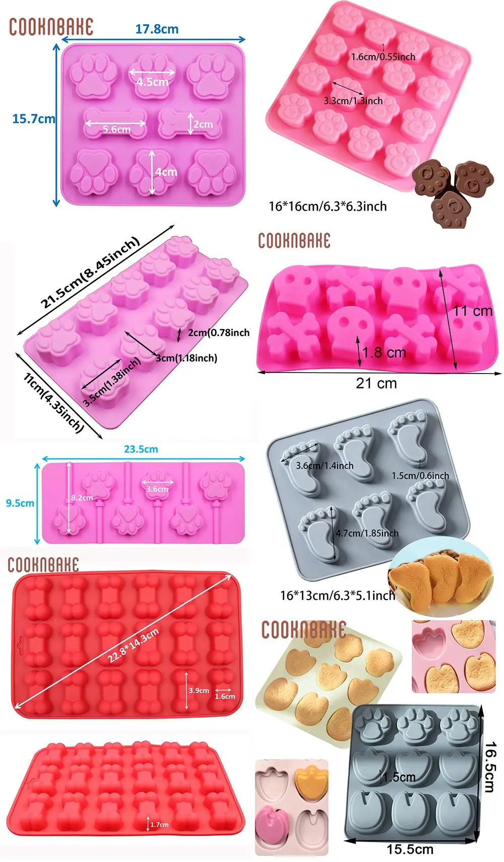 COOKNBAKE силиконовая форма для торта, печенья, выпечки, собачьей лапы, конфет, шоколадная форма, форма кости, смола, ледяная желе, форма для торта