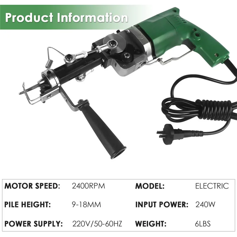 2 In 1 Cut & Loop Pile Tufting Gun Rug Electric Manual Carpet Weaving Machine DIY Handicrafts Industrial Grade 110-240V