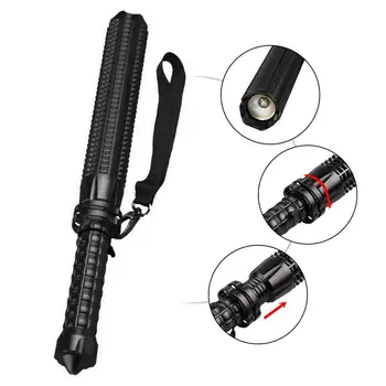 

LED Flashlight Retractable Mace Stick Self-defense Rechargerable Torch Lamp