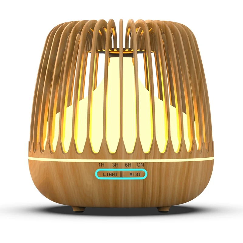 

500ML Aroma Essential Oil Diffuser Ultrasonic Air Humidifier Wood Grain 7 Color Changing LED Lights Cool Mist for Home