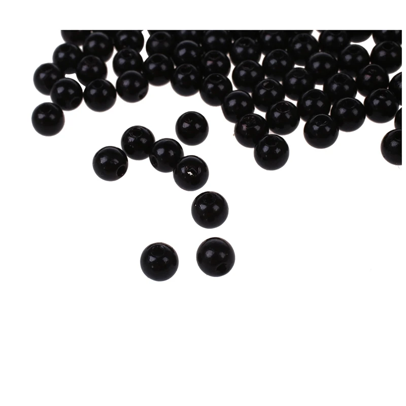 300 Pcs Beads: 200 PCS 5MM Bright Pears Spacer Loose Beads Jewelry Making Black with 100 Pcs Mixed Crackle Glass Round Beads 8M