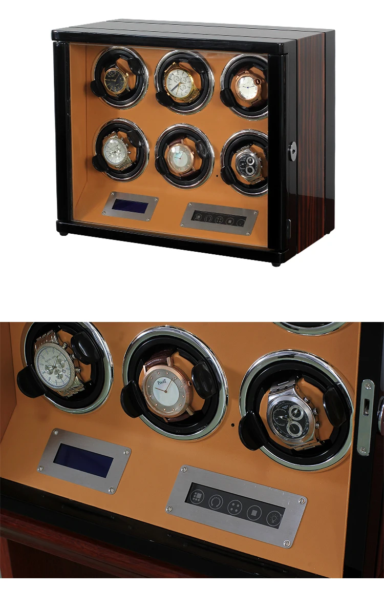 Чехол FRU Watch winder box 9 Автоматический чехол для дисплея часов с ЖК-сенсорным экраном/пультом дистанционного управления/светодиодный светильник для подарка на день рождения