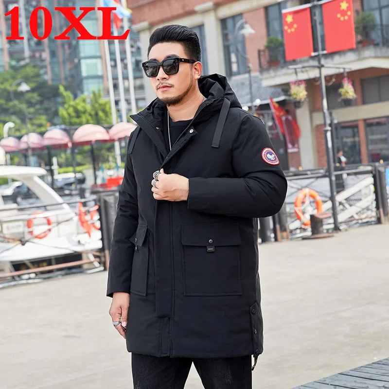 Мужская зимняя куртка размера плюс 10XL 9XL 8XL длинная парка с капюшоном для мужчин